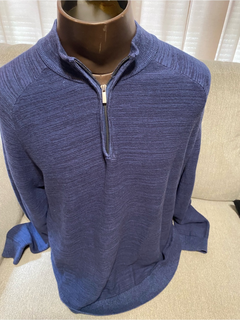 Sonoma Men's Navy Zip-Front Mock Neck Sweater